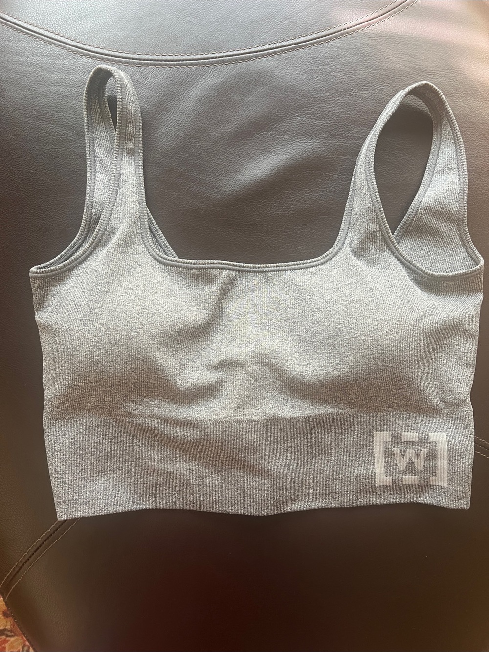 Wolford Grey Ribbed Scoop Bralette with Logo Accent